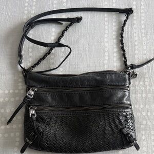 Black Woven Crossbody Bag - Women